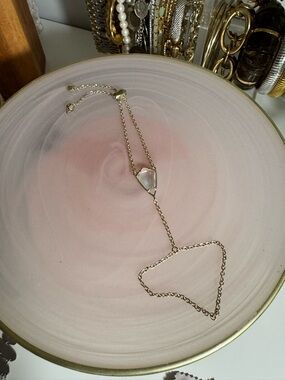 Kendra Scott Gold Hand Chain Bracelet Ring with White Iridescent Stone